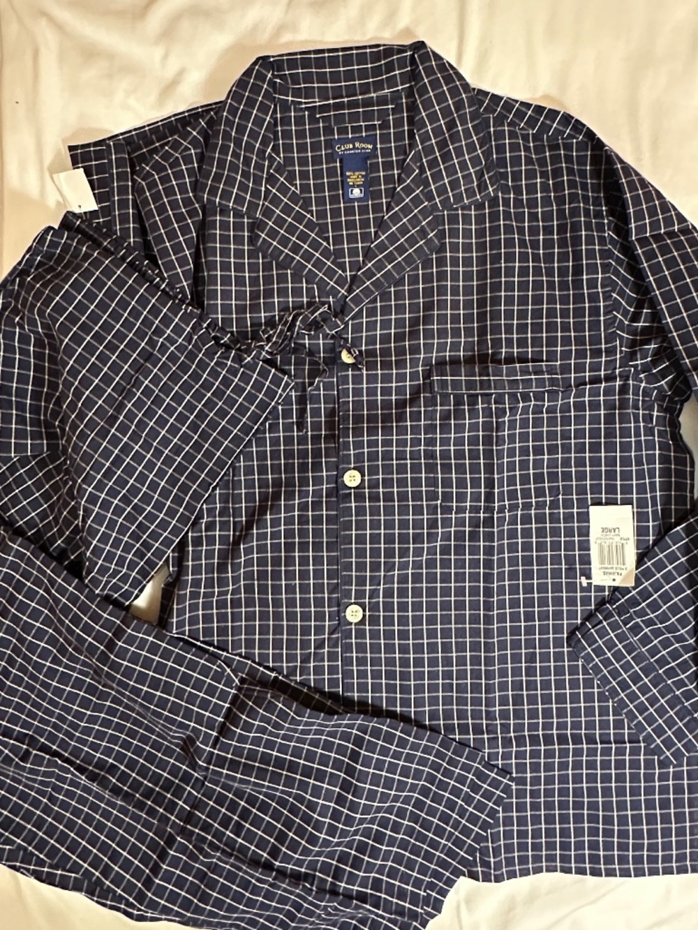 Club Room L navy checked pajama set